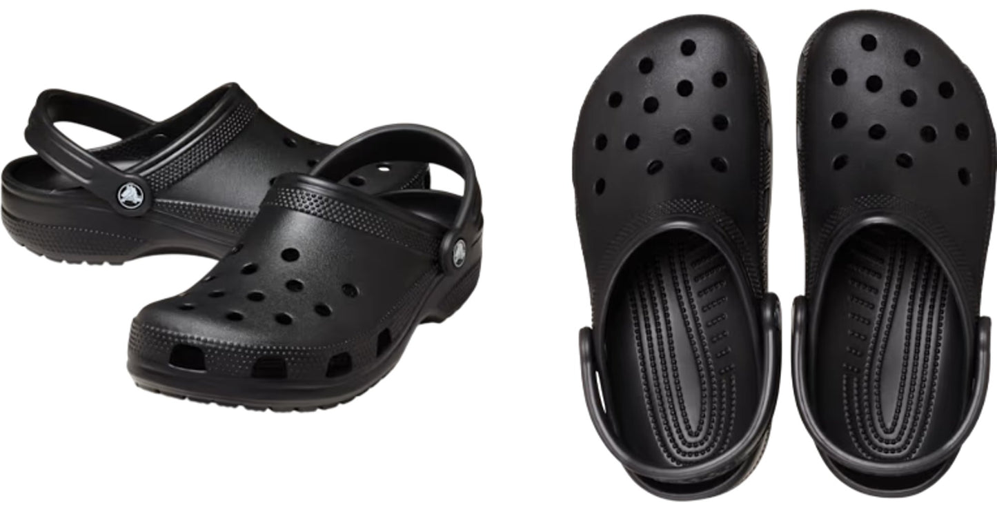 CROCS Classic Clogs Black Unisex Sandals Comfortable Lightweight Shoes M7/W8