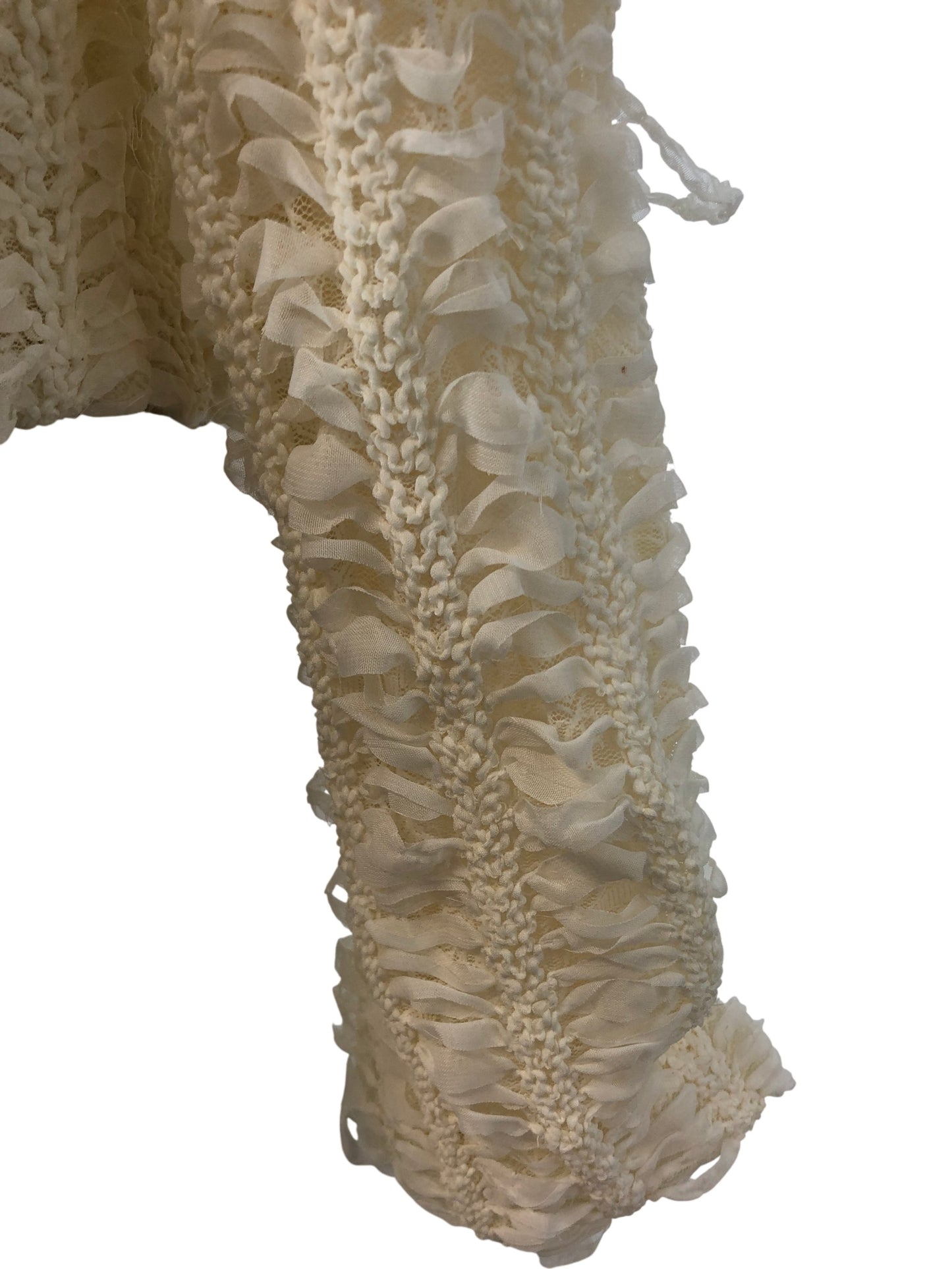 River Island Cream Cropped Jacket UK8 Women's Frill Textured Blazer Coat