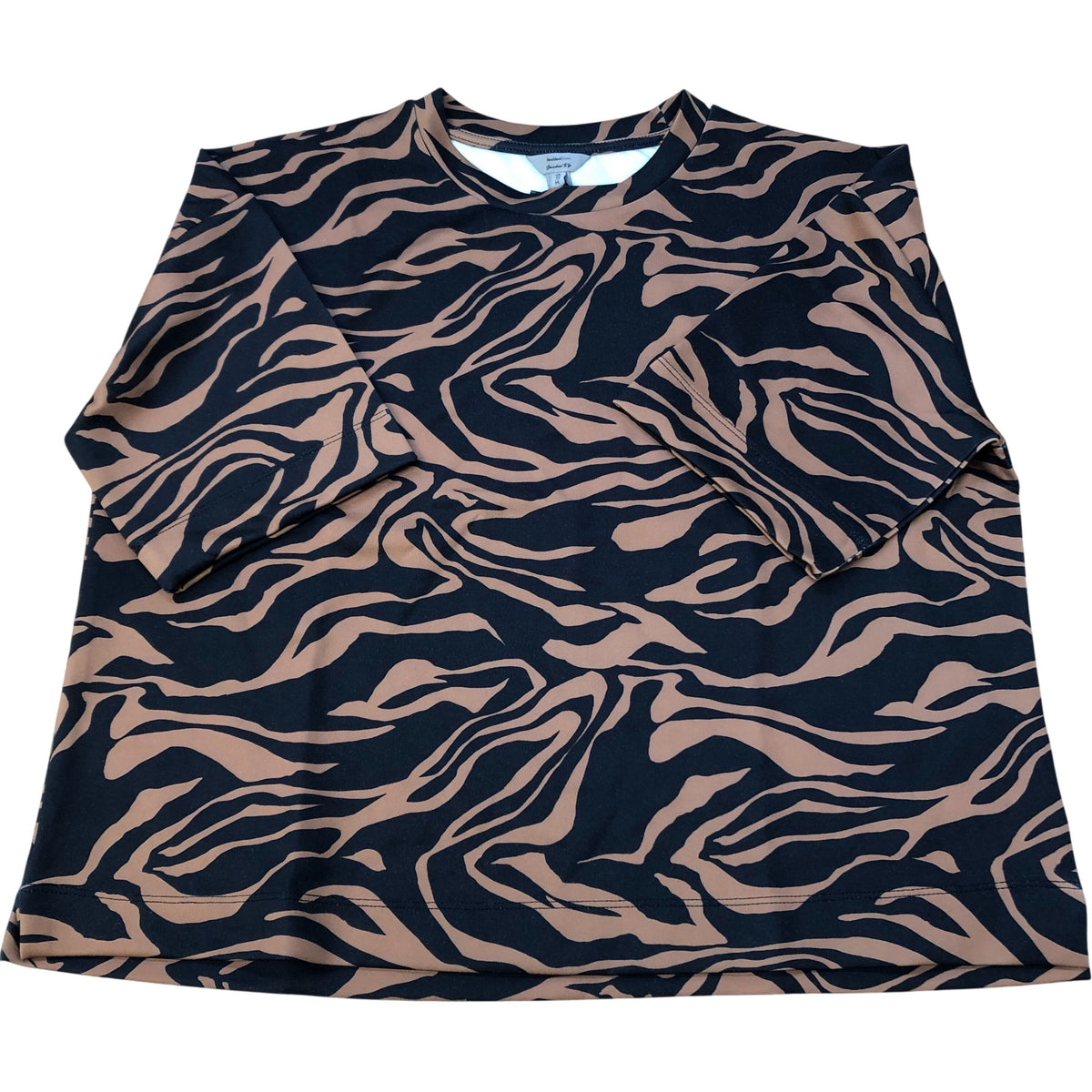 River Island Tiger Print T-Shirt Ladies Casual Brown Black Patterned Top