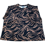 River Island Tiger Print T-Shirt Ladies Casual Brown Black Patterned Top