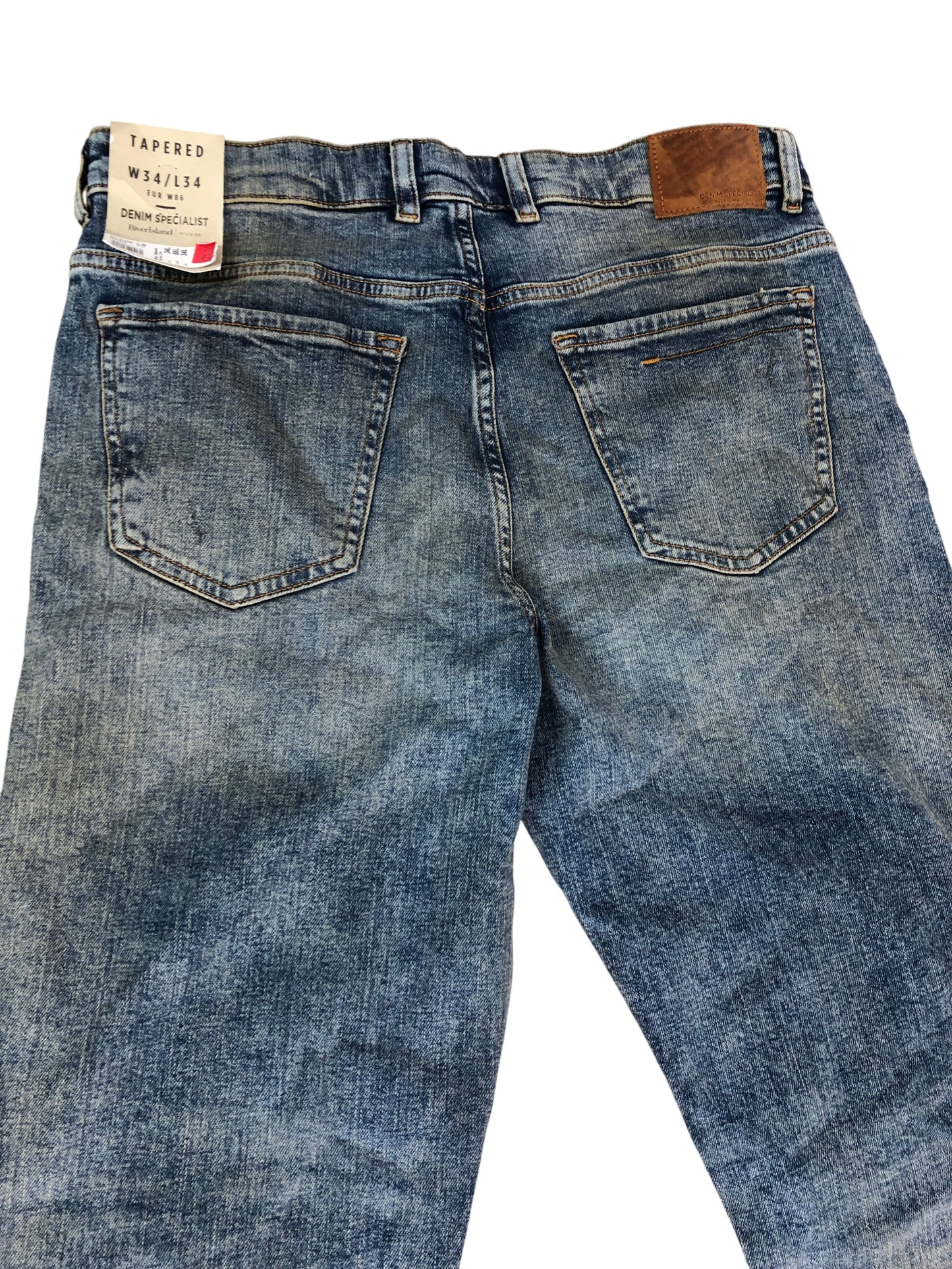 River Island Tapered Jeans W32 L32 Men's Blue Wash Casual Stretch Fit