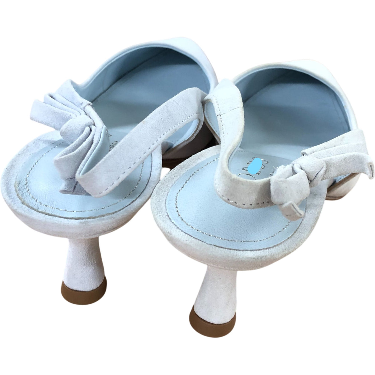 Julia Slingback Fine Suede Pointed Toe Strappy Heels Light Blue Size 6