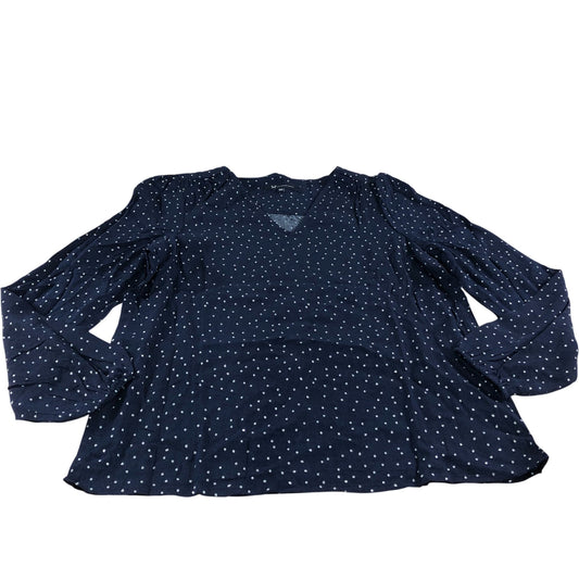 Crew Clothing Company Women's Size 10 Navy Polka Dot Blouse Long Sleeve Top