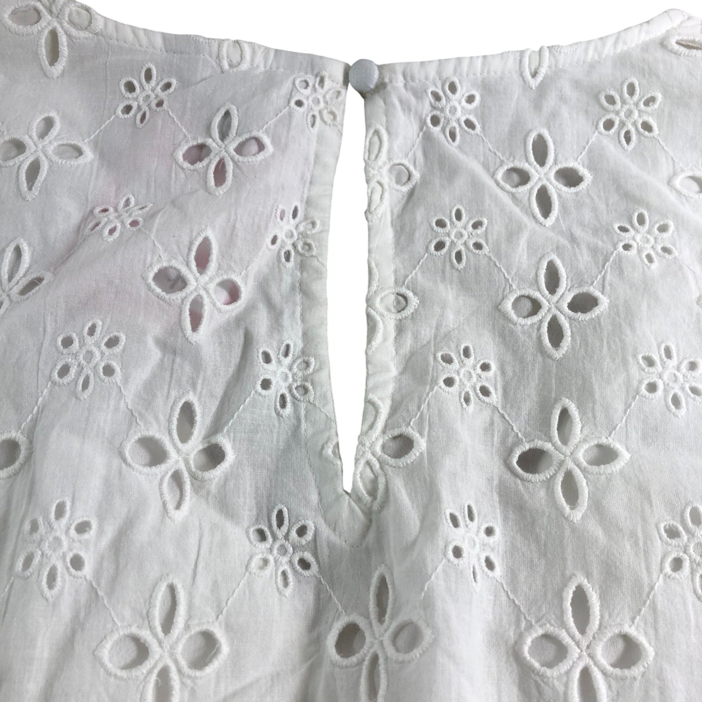 River Island White Broderie Long Sleeve Blouse - Size 18