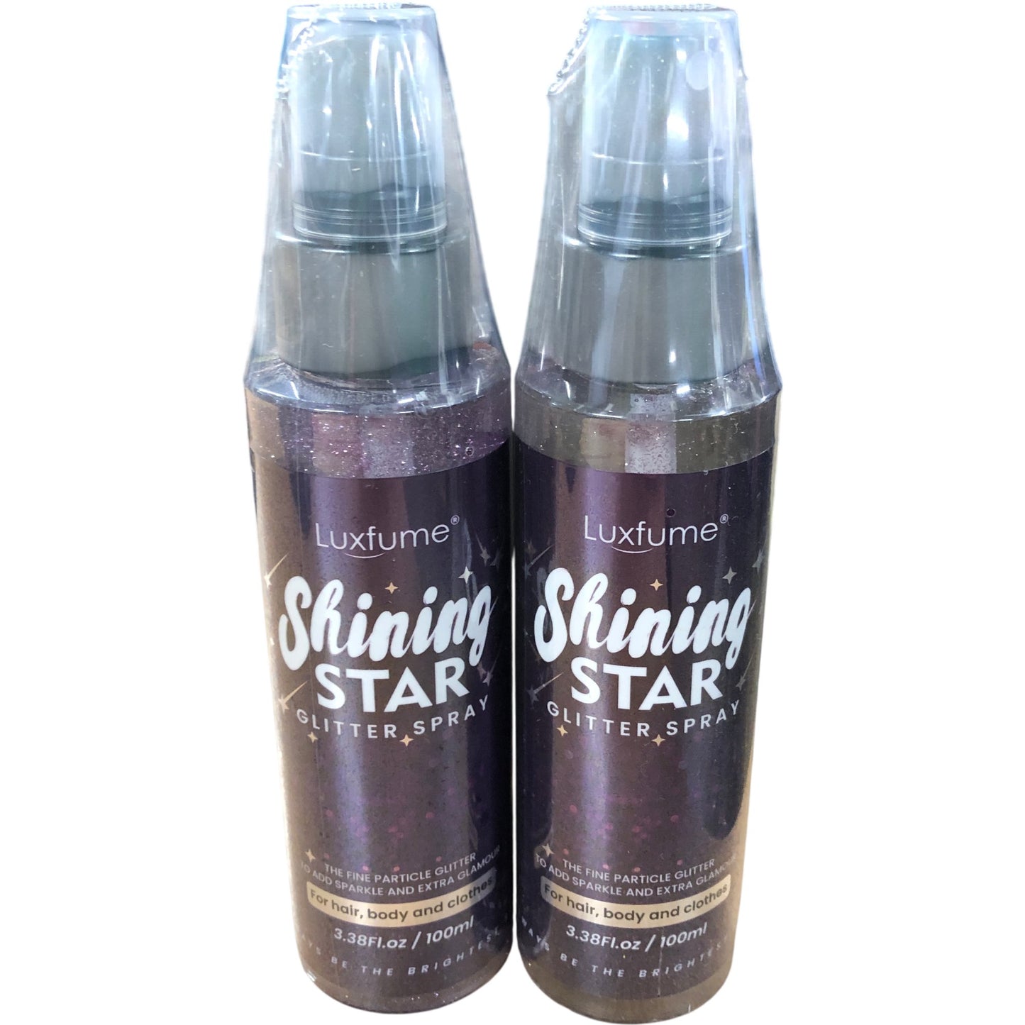 Luxfume Shining Star Purple Glitter Spray 100ml Hair Body Cosmetic Party Duo