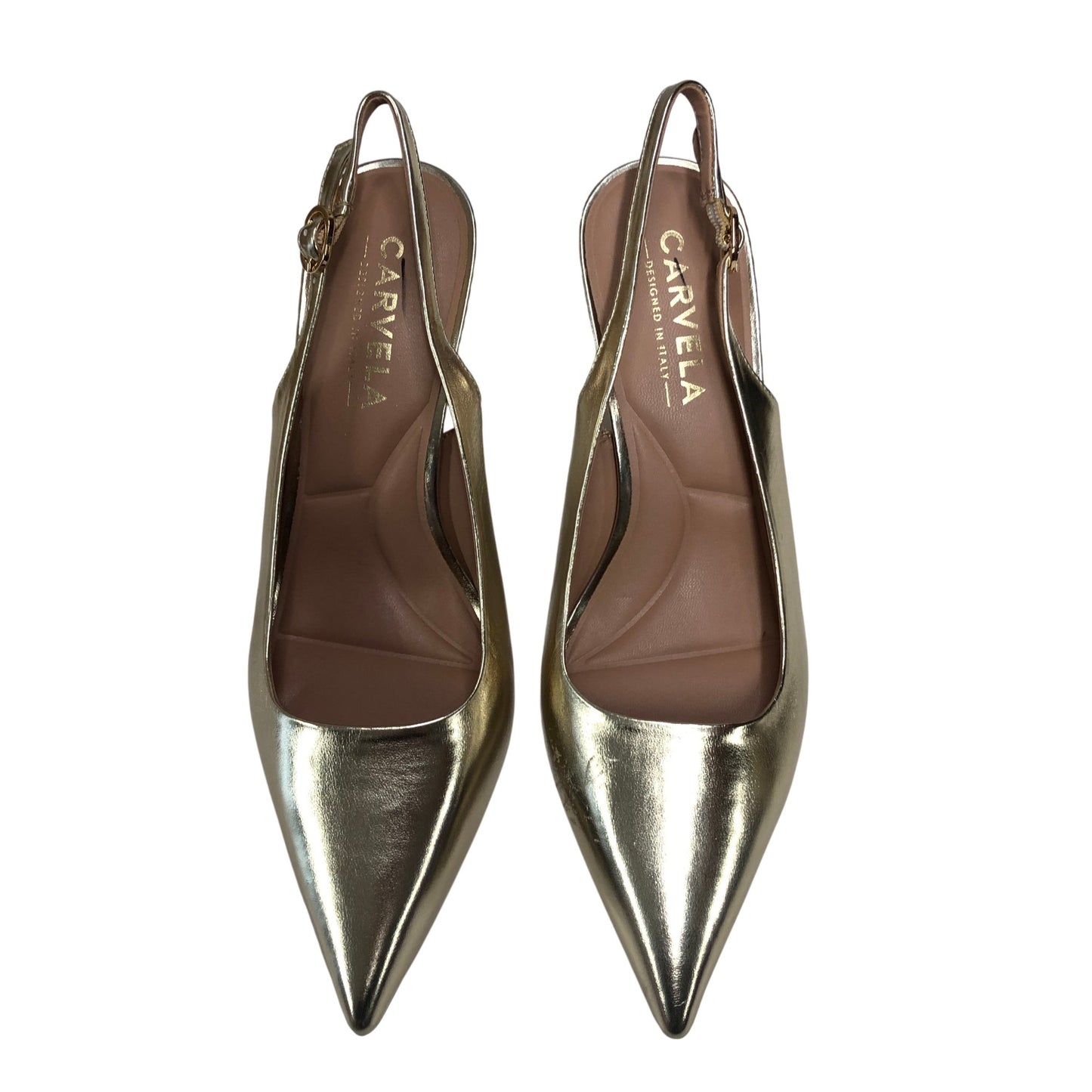 Carvela Slingback Heels UK7 Women's Gold Metallic Pointed Toe Stylish Shoes