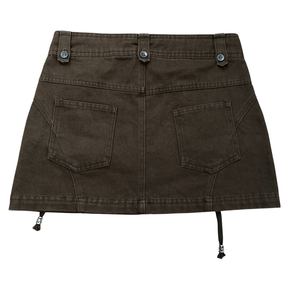 Remajie Women's Brown Mini Skirt Size S Stylish Pocket Design