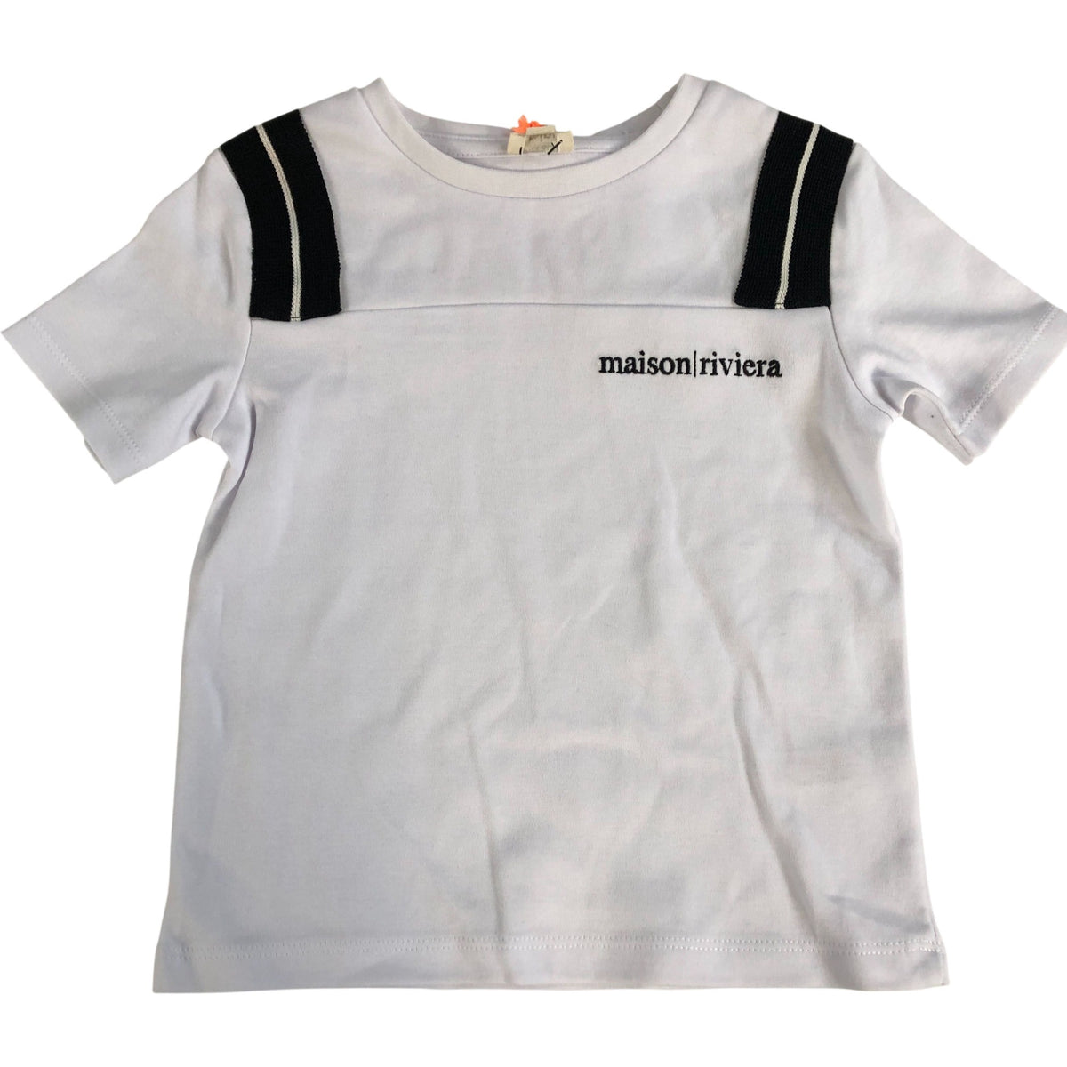 River Island Maison Riviera Boys T-Shirt White Cotton Short Sleeve Top