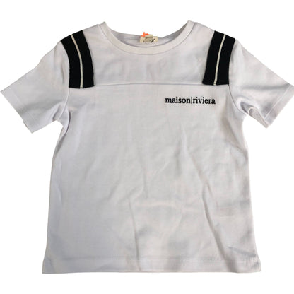 River Island Maison Riviera Boys T-Shirt White Cotton Short Sleeve Top