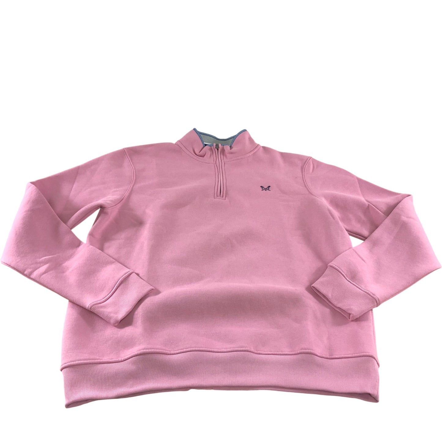 Crew Clothing Company Quarter Zip Sweatshirt L Men's Pink Cotton Blend