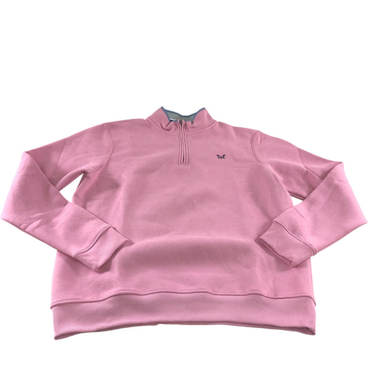 Crew Clothing Company Quarter Zip Sweatshirt L Men's Pink Cotton Blend