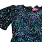 Love & Roses Sequin Dress UK10 Women's Short Sleeve Purple Black Evening Party