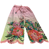 River Island M Floral Wide Leg Trousers UK M Women's Cotton Floral Pink