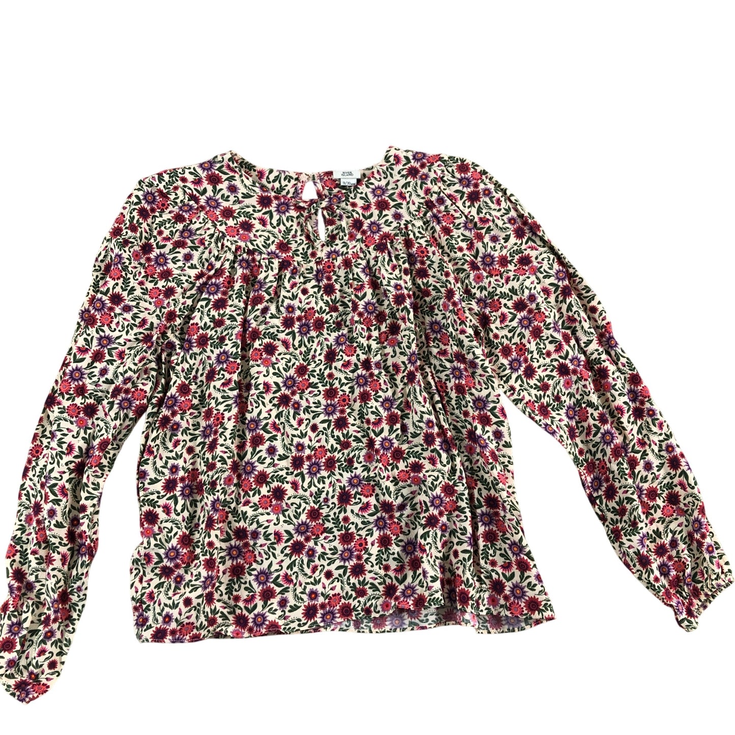 River Island Floral Print Blouse Girls 9-10 Years Long Sleeve Casual Top