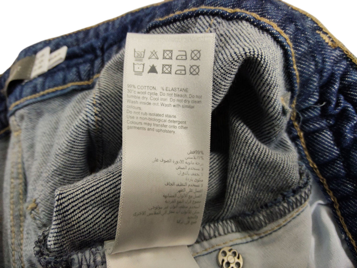Women's High Rise Denim Jeans Casual Blue Wide Leg UK14