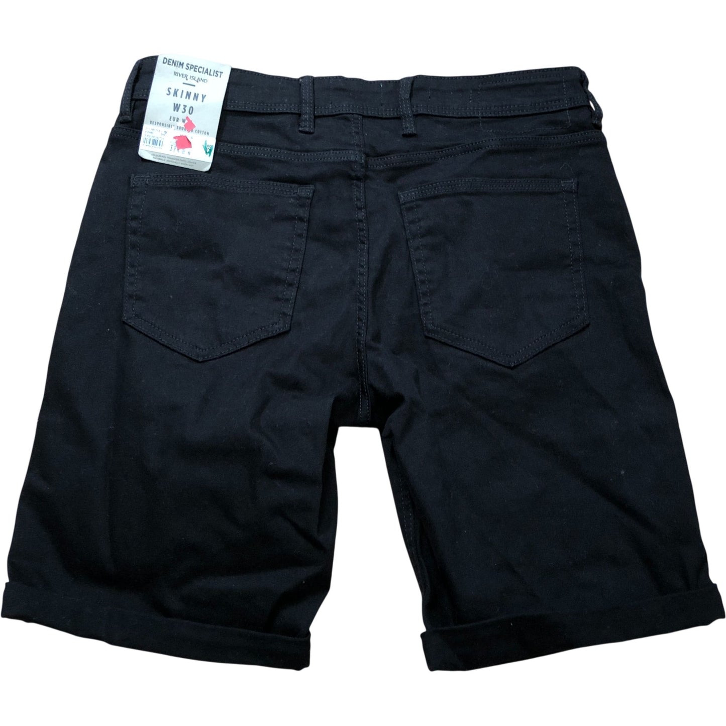 River Island Denim Specialist Skinny Shorts W30 Men's Black Cotton Summer