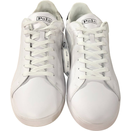 Polo Ralph Lauren Trainers UK12 Men’s Casual White Leather Upper Black Accents