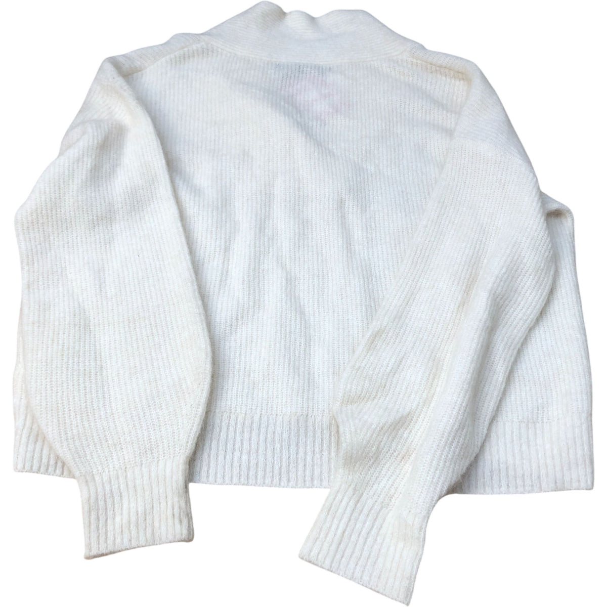 River Island Cream Oversized Sweater UK Size M Women's V Neck Knitted Pullover