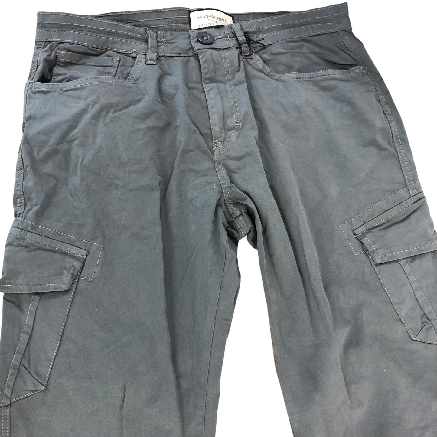 AVANT GARDE Cargo Pants 34 Men's Grey Cotton Elastane Trousers