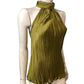 Rivers Island Studio Halter Neck Top Size 10 Women's Khaki Pleated Design