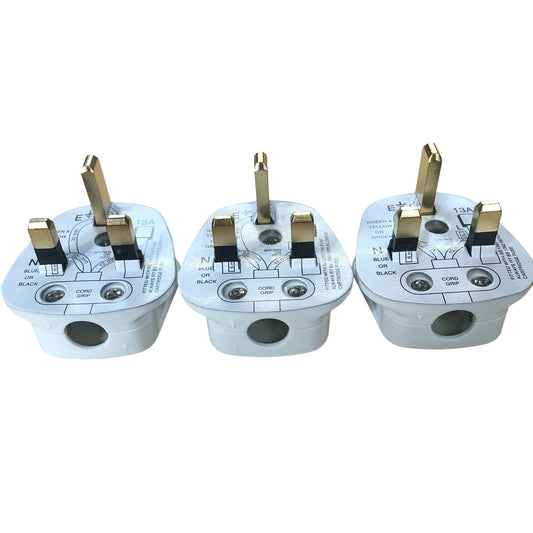 Status 3 Pack 13A White Fused 3 Pin Plug Adapter Electrical Accessories