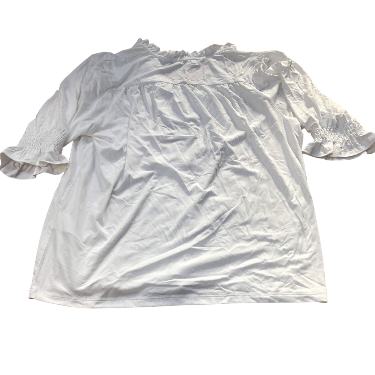 Baukjen White Blouse Women's Size 12 V Neck Button Up Short Sleeve