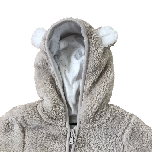 The White Company Baby 0-3 Months Cream Soft Fleece Onesie Zip Up Hooded