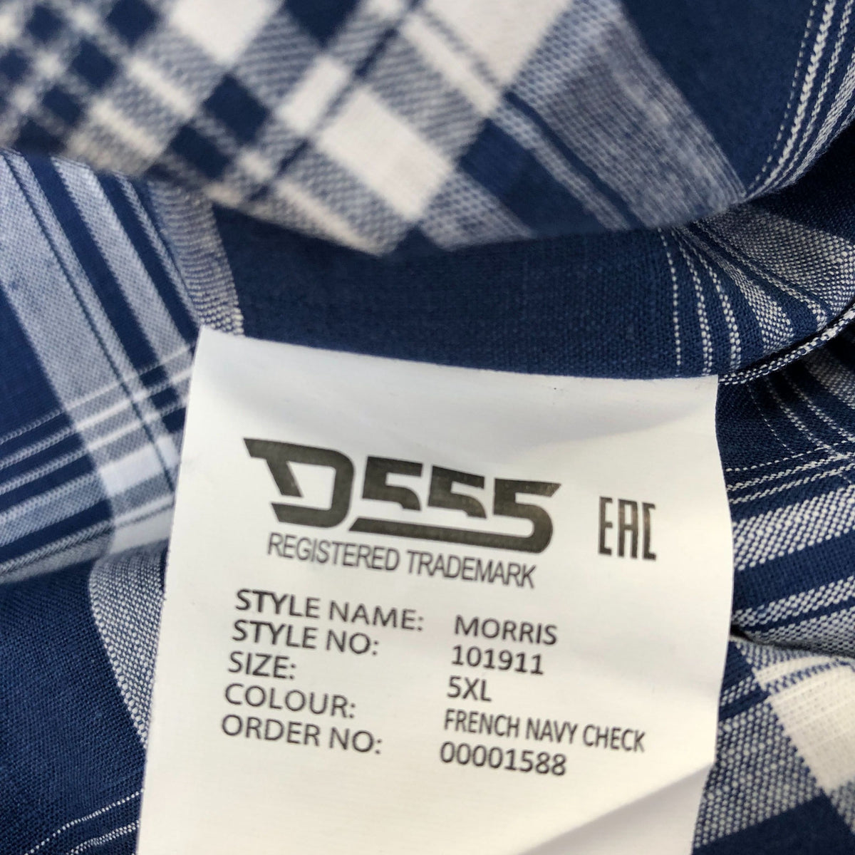 D555 Red Morris French Navy Check Cotton Shirt 5XL