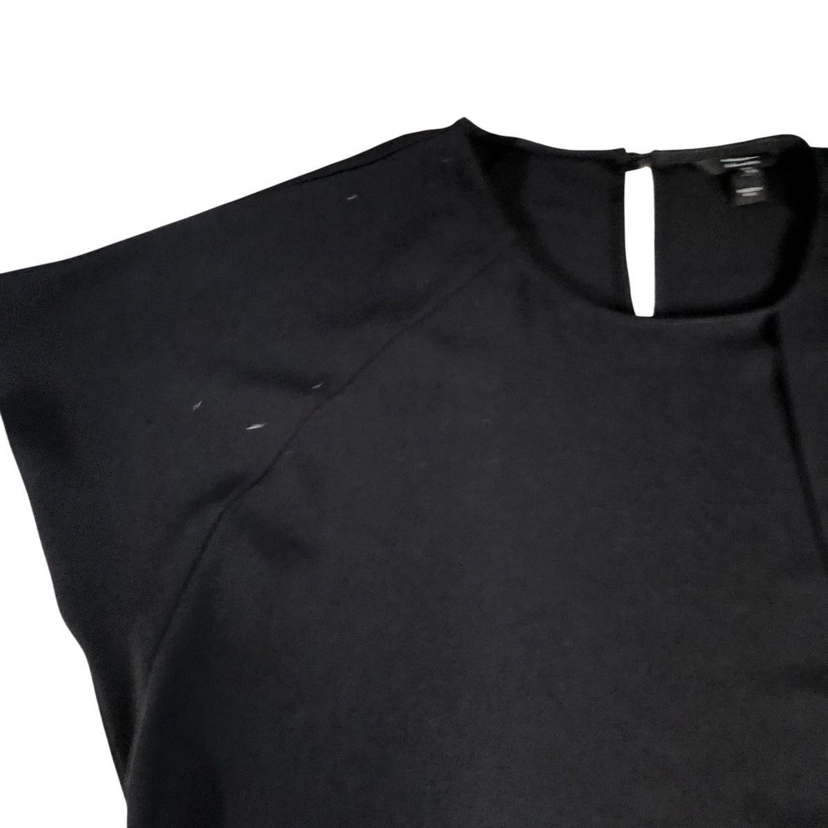 River Island UK12 Women's Black Short Sleeve Top with Button Detail