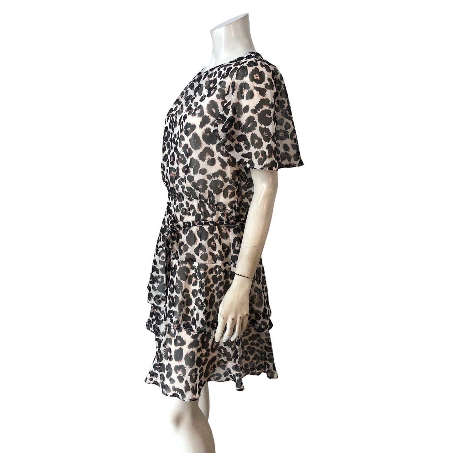 Friends Like These Women's Size 16 Leopard Print Dress Short Sleeve Tiered