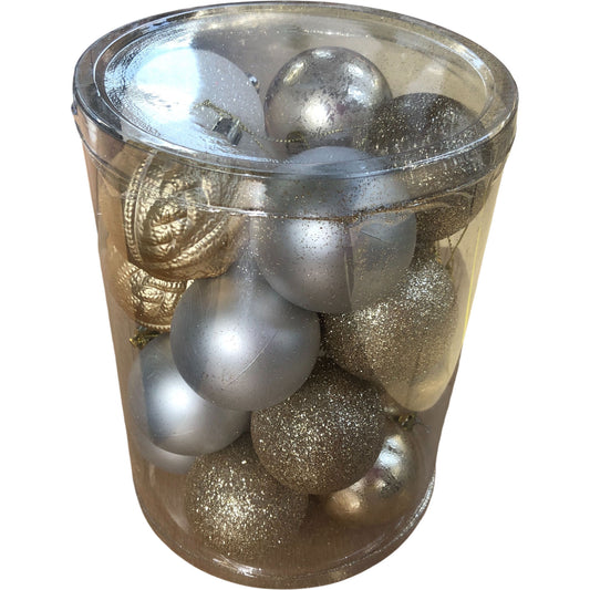 Gold And Silver Christmas Baubles Decorative Ornaments 20 Pieces