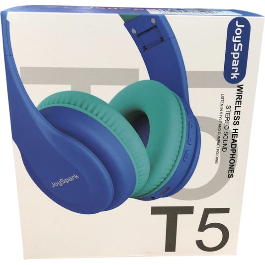 JoySpark T5 Wireless Headphones Professional Kids Bluetooth High Bass Blue