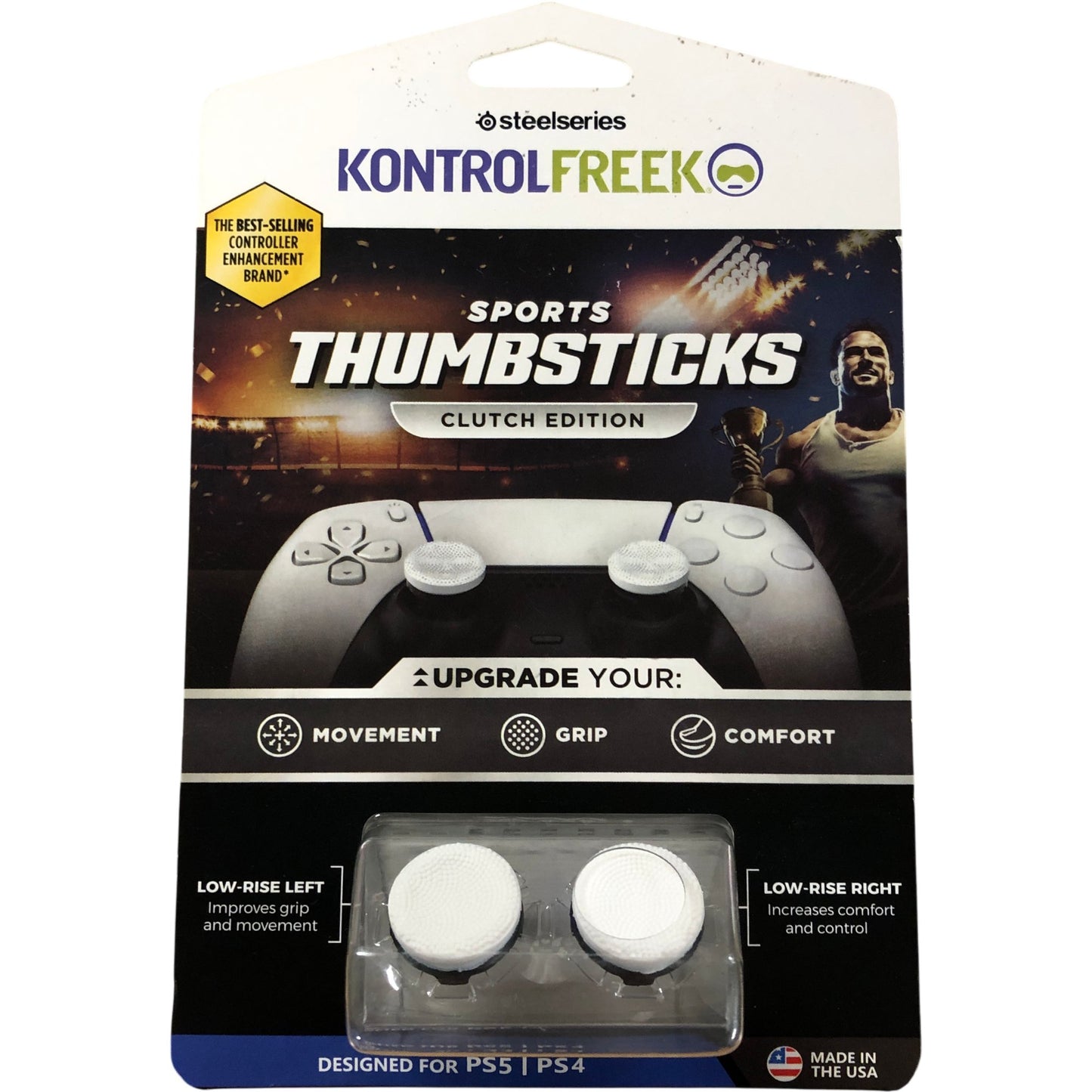 KONTROLFREEK Sports Thumbsticks Clutch Edition PS5 PS4 White Low Rise Grip