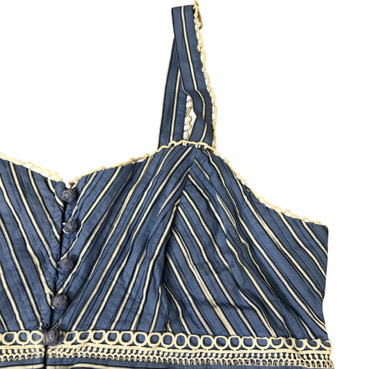 Blue Tiered Striped Summer Dress Size 16