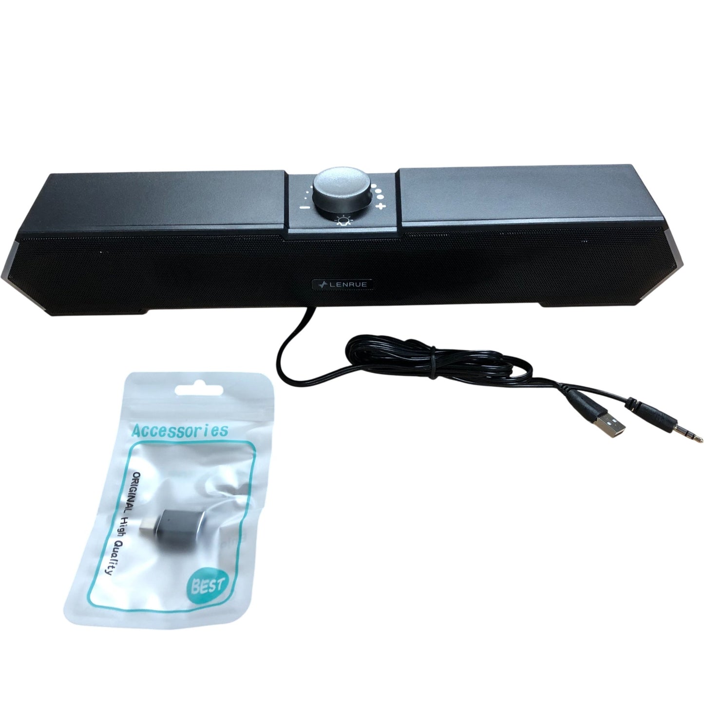 LENRUE G11 Computer Speaker USB AUX Volume Control RGB Lights Black