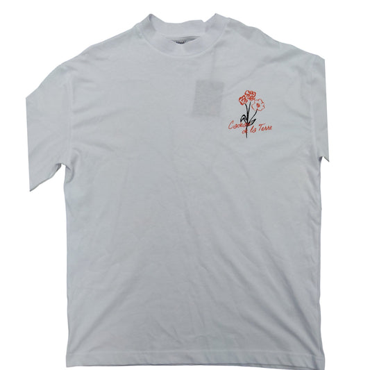 River Island Floral Design T-Shirt Size S Women's White Short Sleeve Top