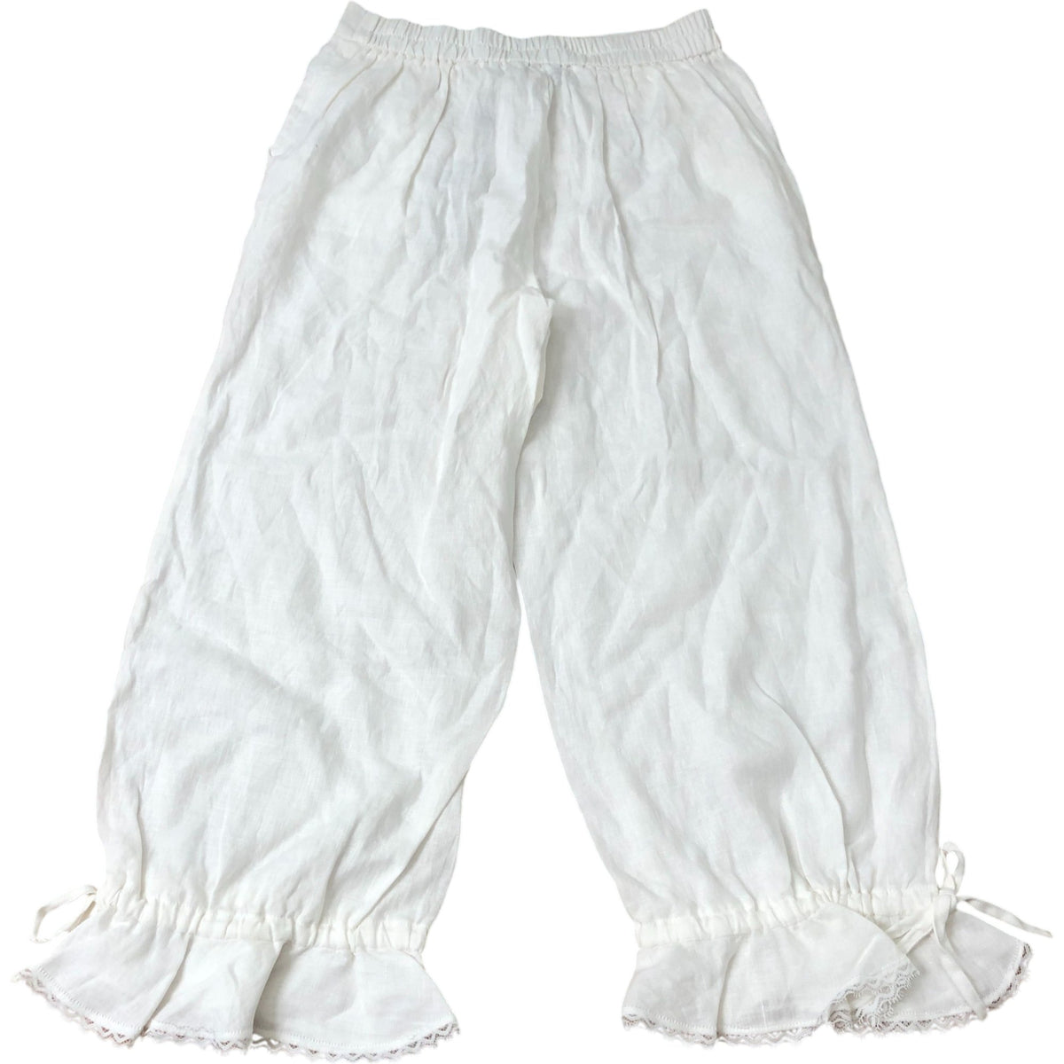 Capri Ivory Linen Ruffle Hem Trousers Size S Regular