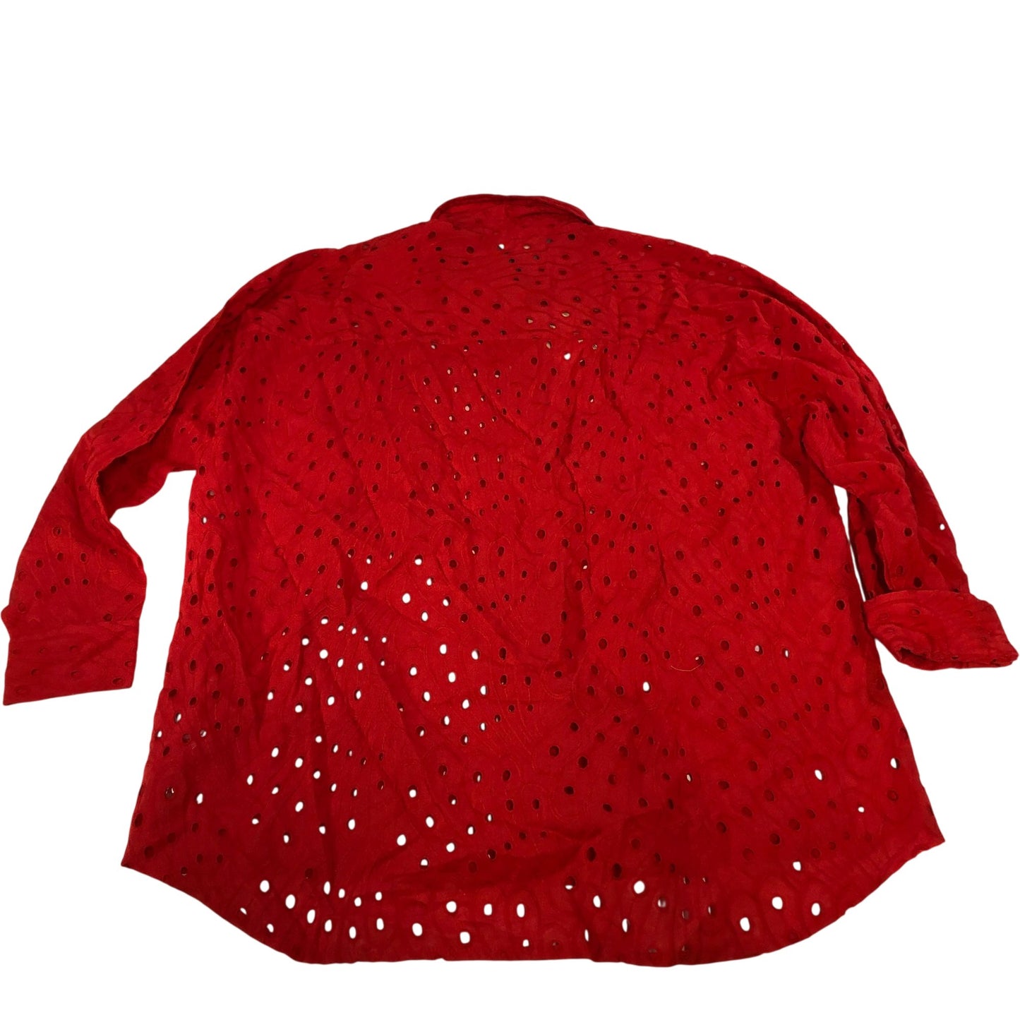 River Island Women's Red Cotton Blouse Size UK S Light Weight Hole Detail