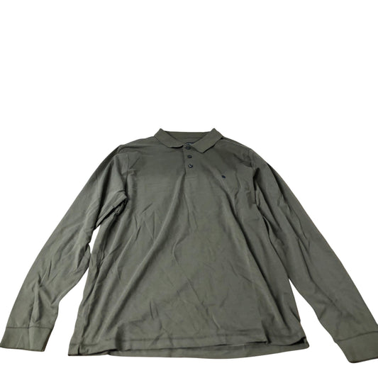 French Connection Long Sleeve Polo Shirt Men's Olive Green Cotton Large