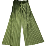 River Island Green Pleated Trousers UK12 Women's Wide Leg Lightweight Polyester