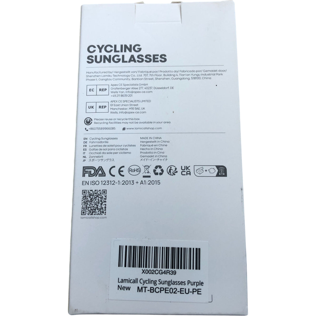 Lamicall Cycling Sunglasses BCPE02-PE Purple Lightweight UV400 Protection