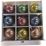 9 Glass Baubles Set Multicoloured Decorative Christmas Ornaments