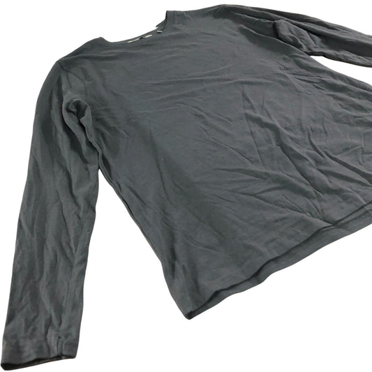 Long Sleeve T-Shirt 100% Cotton Dark Grey Casual Top Medium