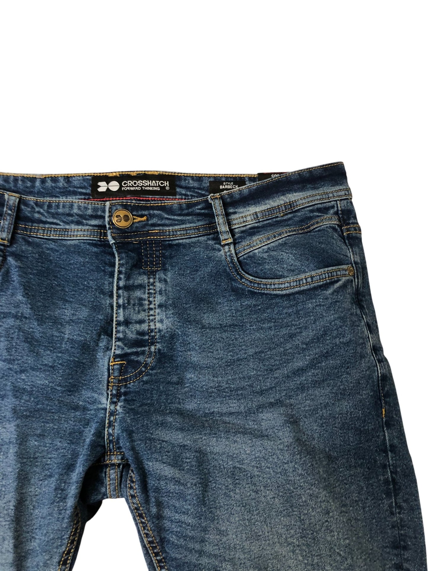 Crosshatch Barbeck 36S Men's Slim Fit Jeans Dark Wash Denim Cotton
