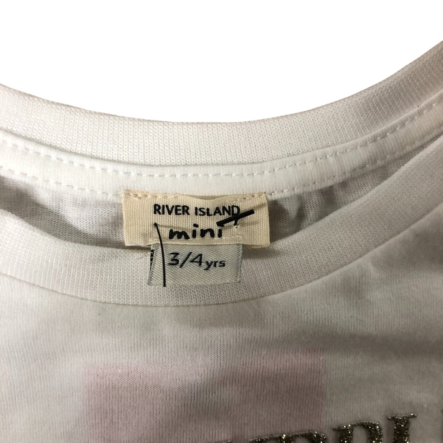 River Island Bubble Tea T-Shirt Kids Size 3-4 Years White Short Sleeve Graphic