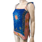 River Island UK S Women's Tank Top Blue Print Sun Design Spaghetti Strap
