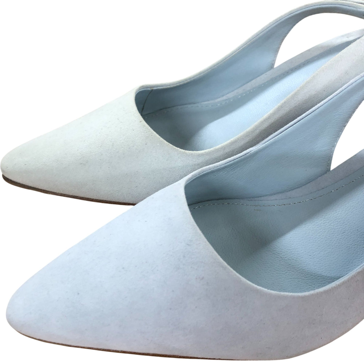 Julia Slingback Fine Suede Pointed Toe Strappy Heels Light Blue Size 6
