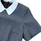 River Island Houndstooth Dress UK12 Women's Button Detail Short Sleeve Collared