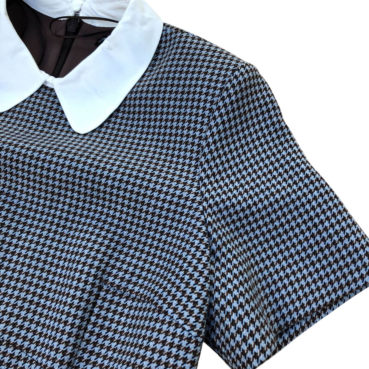River Island Houndstooth Dress UK12 Women's Button Detail Short Sleeve Collared