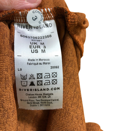 River Island Jersey Top UK Medium Women's Ruched Brown